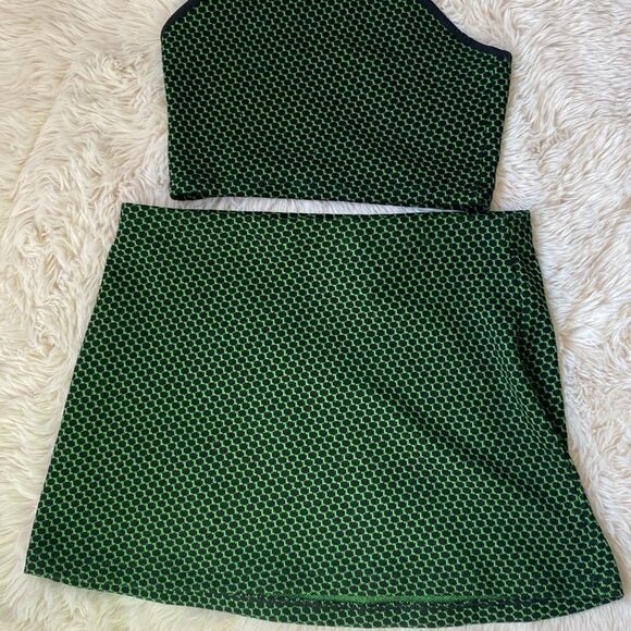 Zara Jacquard Print Halter Neck Top Mini Skirt Set - Picture 3 of 8